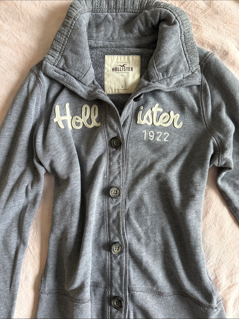 Y2K Vintage Hollister Button Up Mock Neck Fleece Cardigan Jacket Large